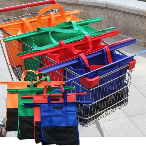 厂家现货无纺布四件套超市手推车购物袋手提便携挂袋可折叠购物袋